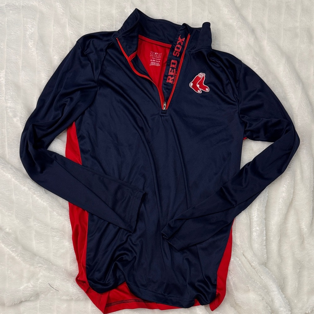 Boys XL Boston Red Sox Navy and Red Quarter-Zip DRYFIT Pullover